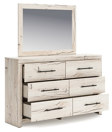 Lawroy Twin Panel Headboard with Mirrored Dresser and Nightstand