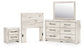 Lawroy Twin Panel Headboard with Mirrored Dresser and Nightstand