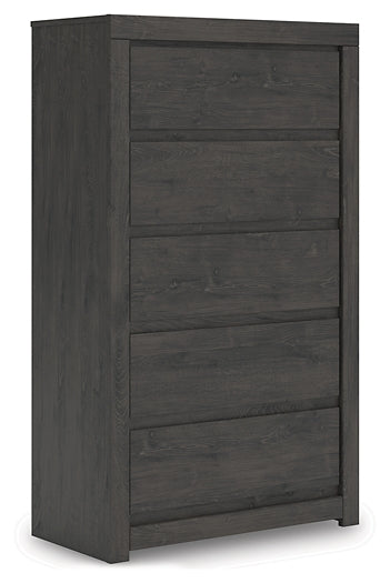 Queen Panel Storage Bed with Mirrored Dresser and Chest