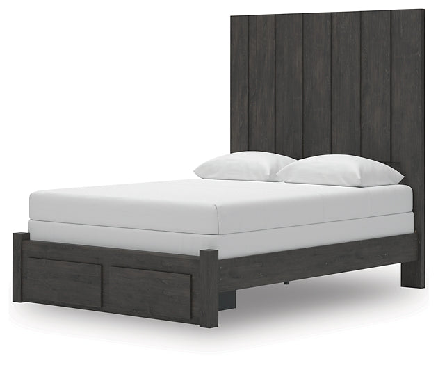 Queen Panel Storage Bed with Mirrored Dresser and Chest