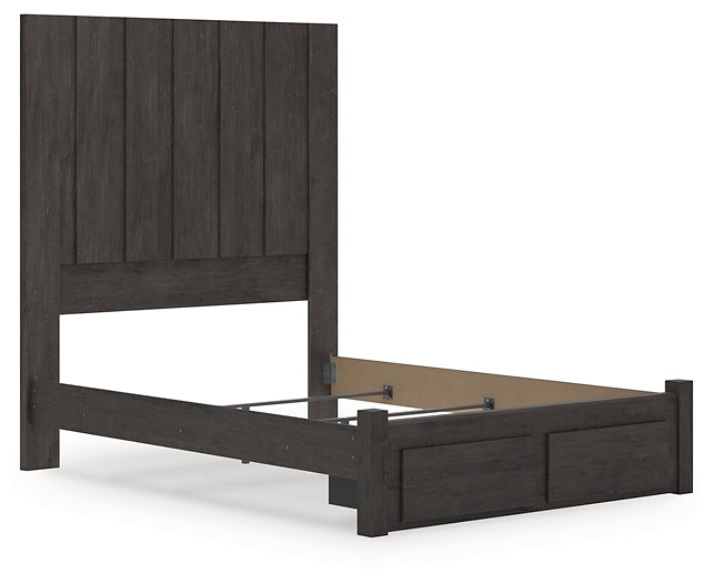 Queen Panel Storage Bed with Mirrored Dresser and Chest