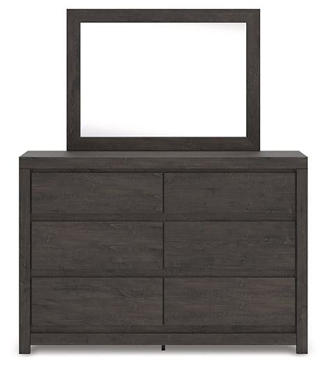 Queen Panel Storage Bed with Mirrored Dresser and Nightstand