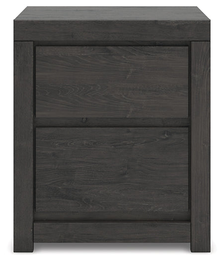 Queen Panel Storage Bed with Mirrored Dresser and Nightstand