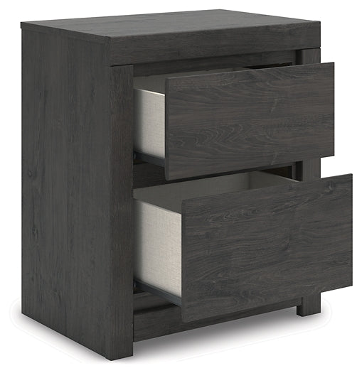 Queen Panel Storage Bed with Mirrored Dresser and Nightstand