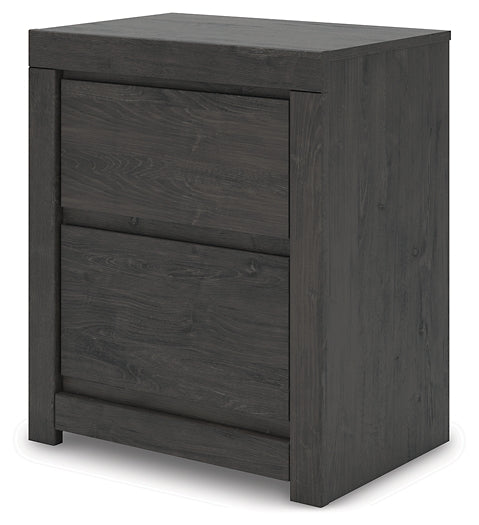 Queen Panel Storage Bed with Mirrored Dresser and Nightstand