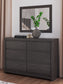 Queen Panel Storage Bed with Mirrored Dresser and Nightstand