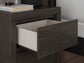 Queen Panel Storage Bed with Mirrored Dresser and Nightstand