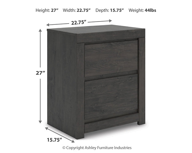 Queen Panel Storage Bed with Mirrored Dresser and Nightstand
