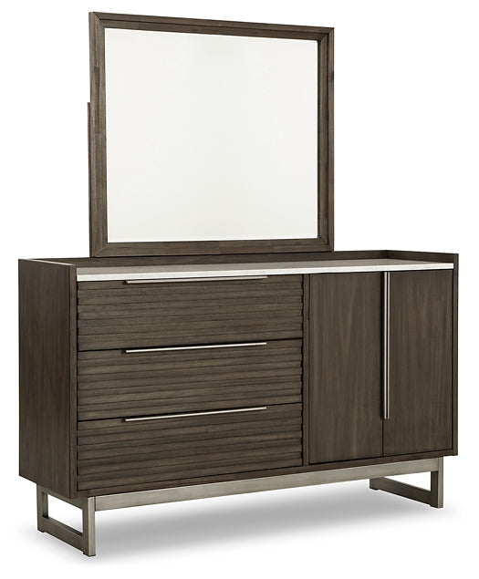 Arkenton King Panel Bed with Mirrored Dresser, Chest and Nightstand