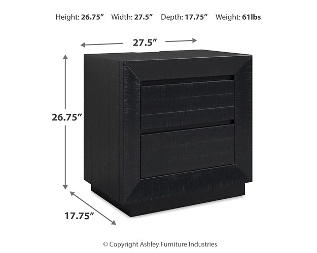 Londer King Panel Bed with Mirrored Dresser, Chest and Nightstand