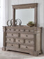Blairhurst California King Panel Bed with Mirrored Dresser, Chest and Nightstand