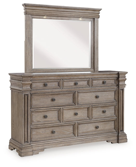 Blairhurst King Panel Bed with Mirrored Dresser, Chest and Nightstand