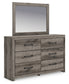 Graystorm King Panel Bed with Mirrored Dresser