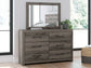 Graystorm King Panel Bed with Mirrored Dresser and Chest
