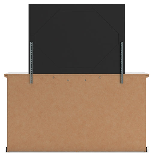 King Panel Bed with Mirrored Dresser and Nightstand