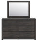 Hollivern Twin Panel Storage Bed with Mirrored Dresser and Chest